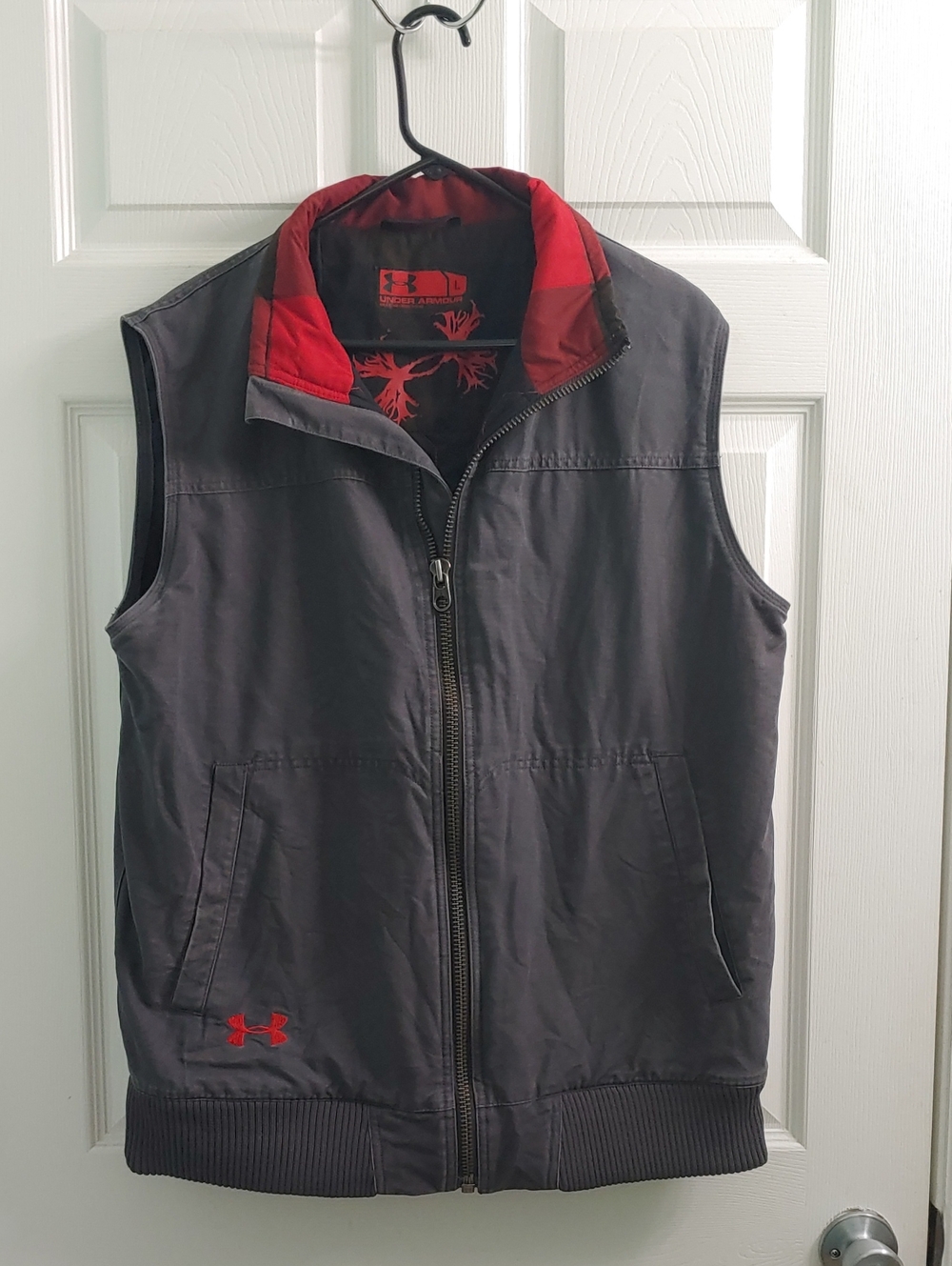 Under Armour Men’s L Gray Canvas Vest Insulated Full Zip Gilet
